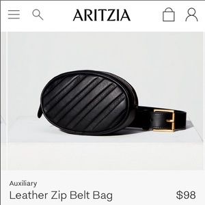 Aritzia Auxiliary genuine black leather belt purse.